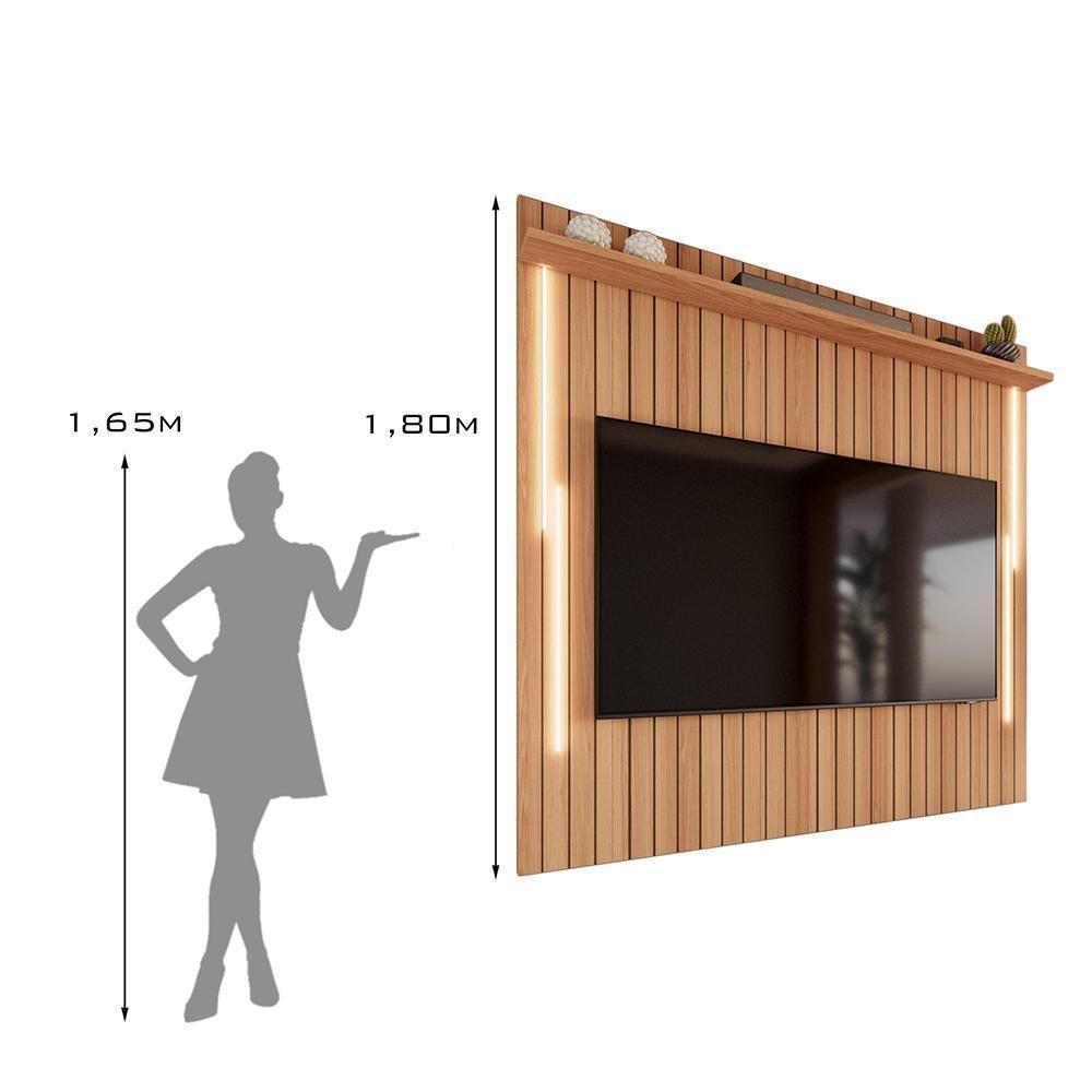 Painel Efeito Ripado 3d Com Led Para Tv Até 70 Polegadas Sevilla 183cm Jequitibá - 3