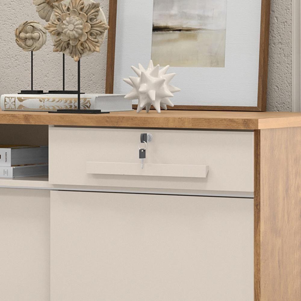 Cômoda Max 2020 06 Gavetas 02 Portas Off White Com Amêndoa - Lukaliam Móveis - 6