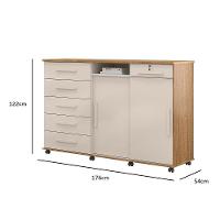 Cômoda Max 2020 06 Gavetas 02 Portas Off White Com Amêndoa - Lukaliam Móveis - 2