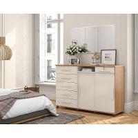 Cômoda Max 2020 06 Gavetas 02 Portas Off White Com Amêndoa - Lukaliam Móveis - 7