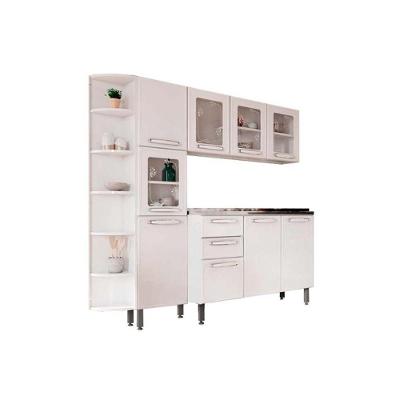 Cozinha Modulada Bertolini Evidence  4 Peças (1 Armário + 1 Balcão + 1 Paneleiro + 1 Complemento) C4P44 Branco
