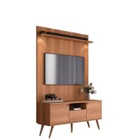Rack River Com Painel Led - Efeito Ripado Para Tv Até 70'' 2 Portas E 1 Gaveta - Lukaliam Móveis Jequitiba Jequitiba - 1