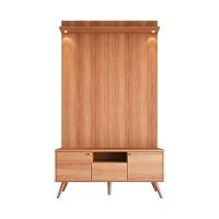 Rack River Com Painel Led - Efeito Ripado Para Tv Até 70'' 2 Portas E 1 Gaveta - Lukaliam Móveis Jequitiba Jequitiba - 2