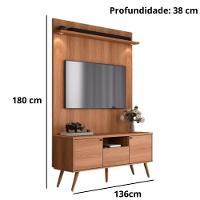 Rack River Com Painel Led - Efeito Ripado Para Tv Até 70'' 2 Portas E 1 Gaveta - Lukaliam Móveis Jequitiba Jequitiba - 5