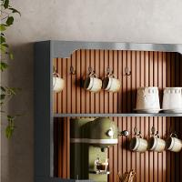 Cantinho Do Café Rubi - 1 Porta Basculante E Pés Em Madeira Cinza Perolizado-tauari Ripado - Lukaliam Móveis Cinza Perolizado-tauari Ripado - 5