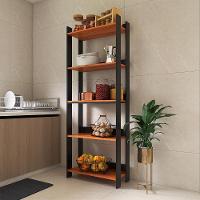 Armario Multiuso Organizador Para Cozinha Com Prateleiras Preto-nature Preto-nature - 1