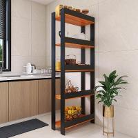 Armario Multiuso Organizador Para Cozinha Com Prateleiras Preto-nature Preto-nature