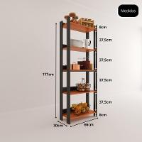 Armario Multiuso Organizador Para Cozinha Com Prateleiras Preto-nature Preto-nature - 5