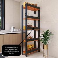 Armario Multiuso Organizador Para Cozinha Com Prateleiras Preto-nature Preto-nature - 8