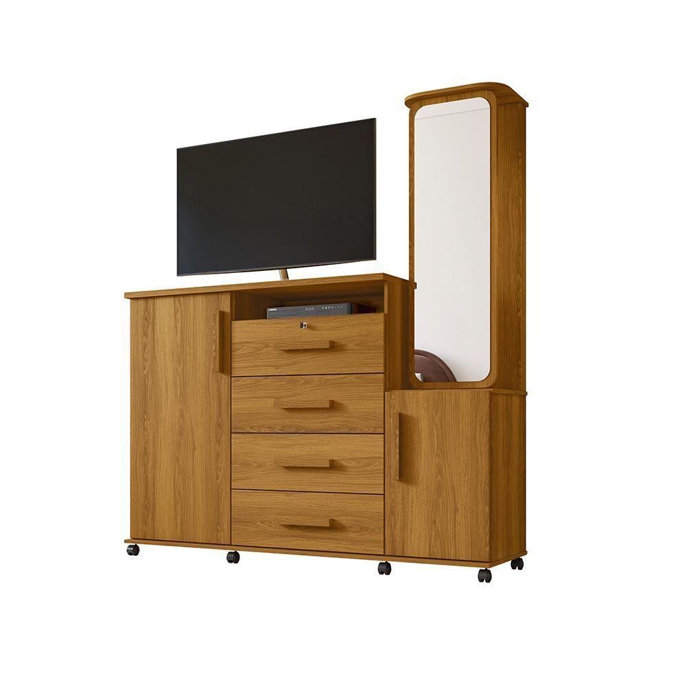 Cômoda Copacabana 04 Gavetas E 02 Portas Lukaliam Móveis Freijó Freijó - 3