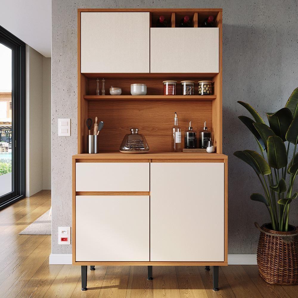 Armário De Cozinha Completa Easy 4 Portas 1 Gaveta - Movelove Jequitiba-areia Jequitiba-areia - 5