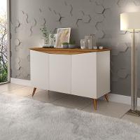 Aparador Buffet Encanto 3 Portas Retrô Com Pés De Madeira Off White - Nature - 1