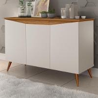 Aparador Buffet Encanto 3 Portas Retrô Com Pés De Madeira Off White - Nature - 3