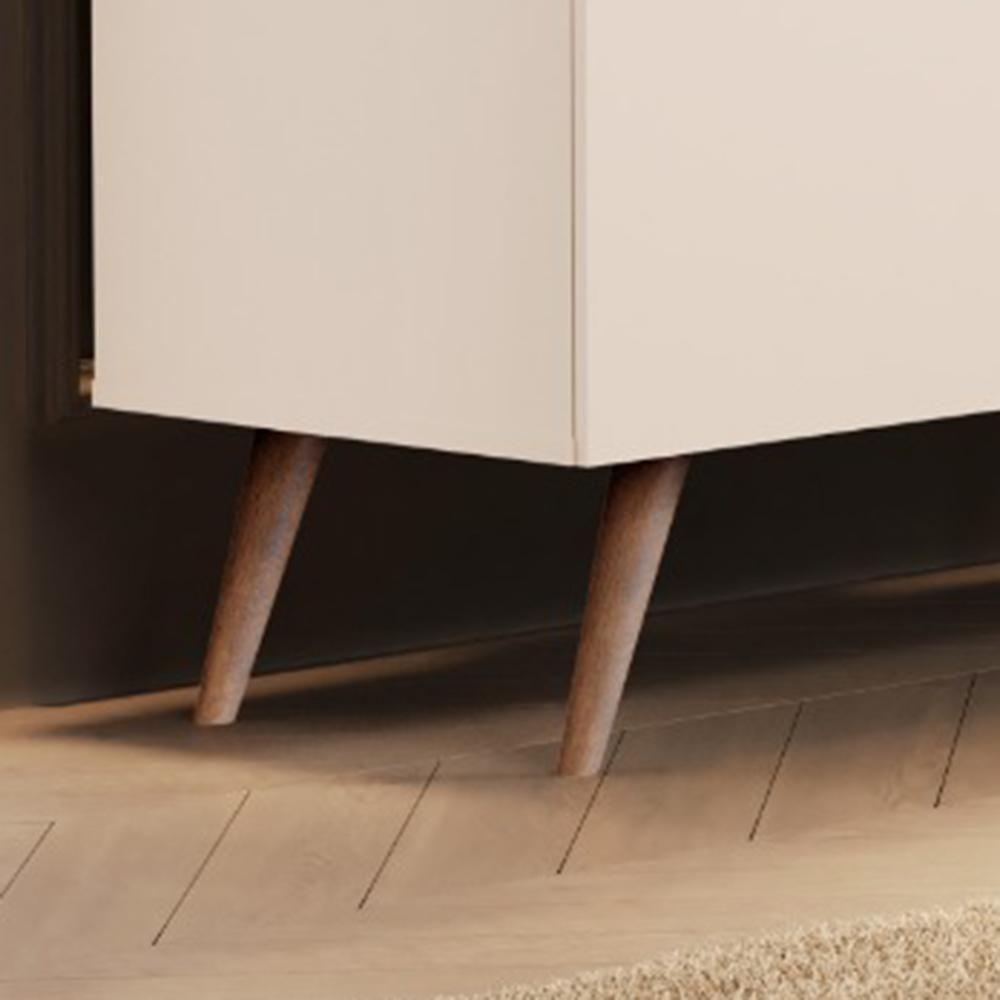 Aparador Buffet Encanto 4 Portas Retrô Com Pés De Madeira Off White - Freijó Off White - Freijó - 2