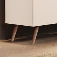 Aparador Buffet Encanto 4 Portas Retrô Com Pés De Madeira Off White - Freijó Off White - Freijó - 2