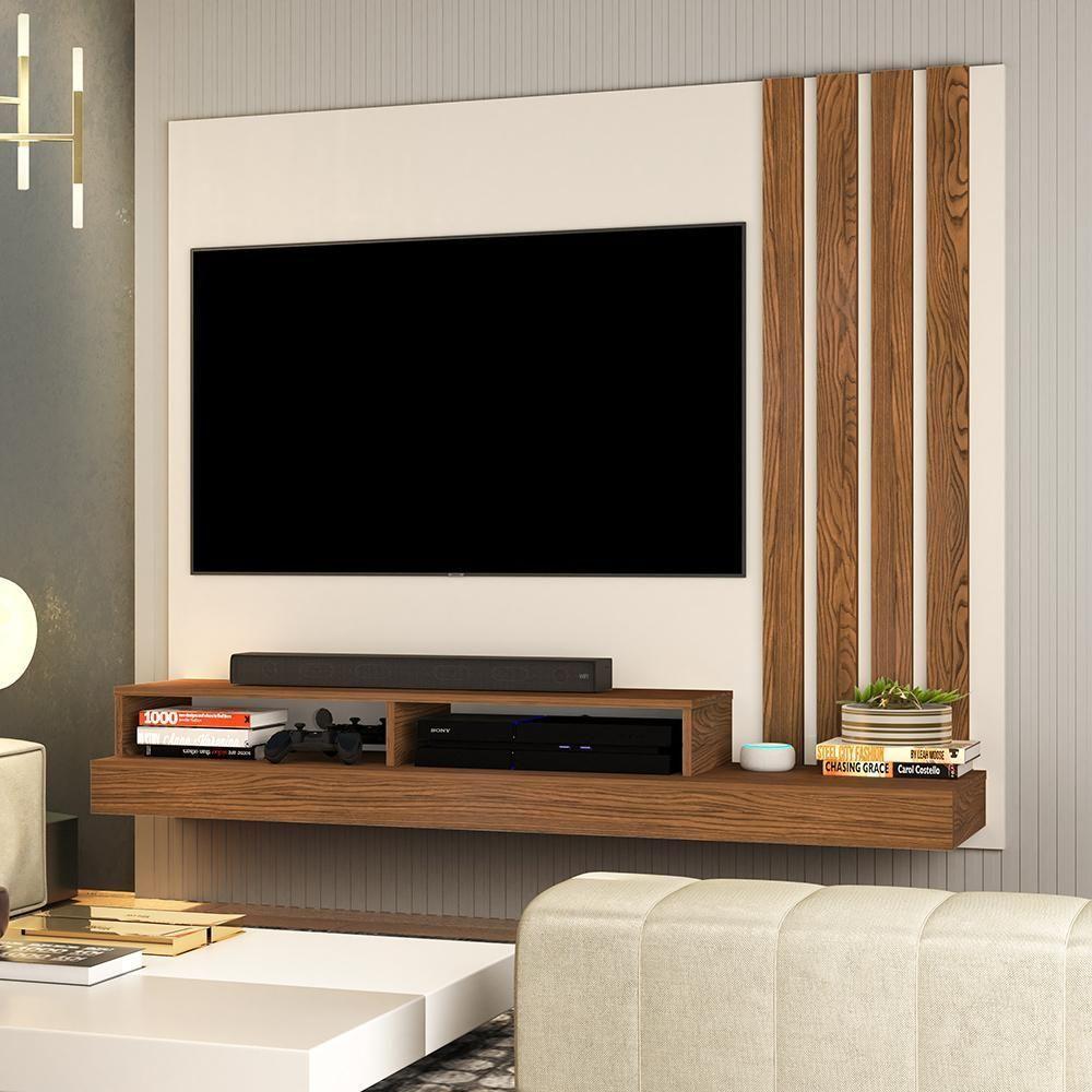 Painel Requinte - Mdf-mdp Tv Até 55'' Nichos Reforçados Off White-freijó - Movelove - 1