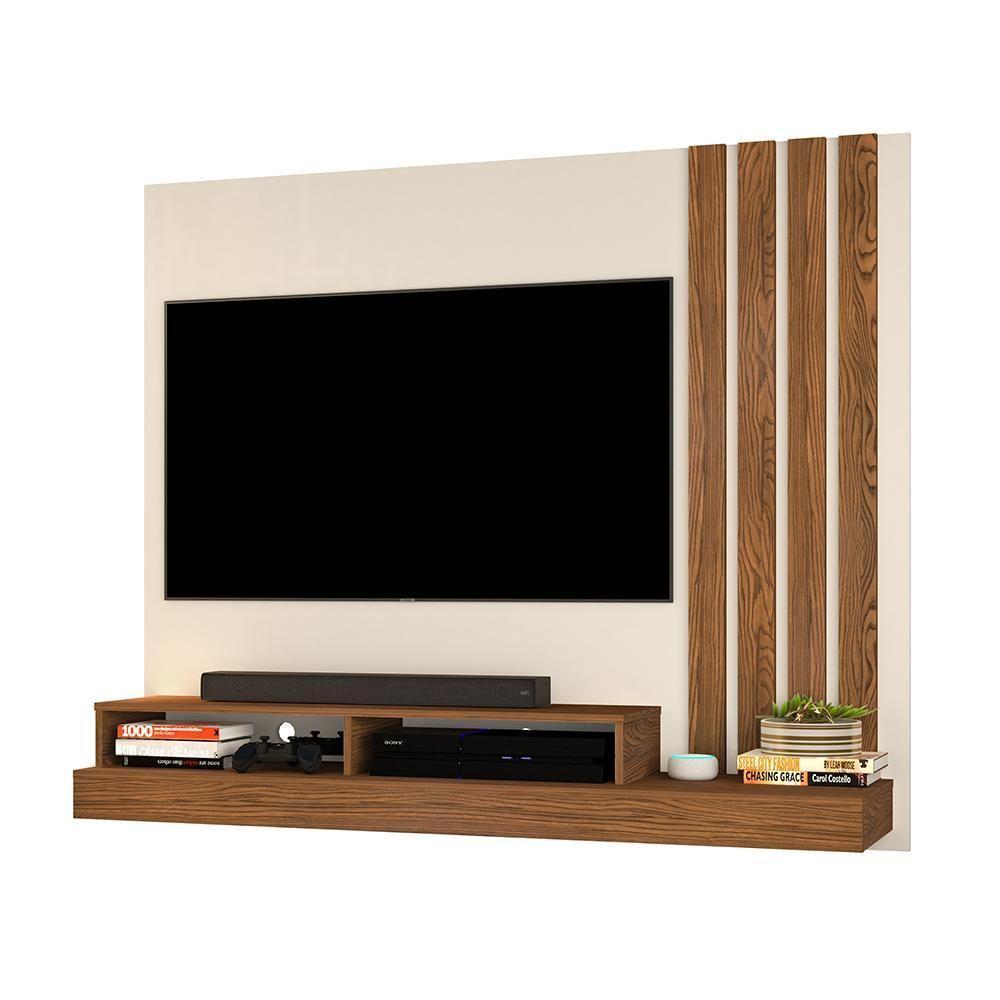 Painel Requinte - Mdf-mdp Tv Até 55'' Nichos Reforçados Off White-freijó - Movelove - 2