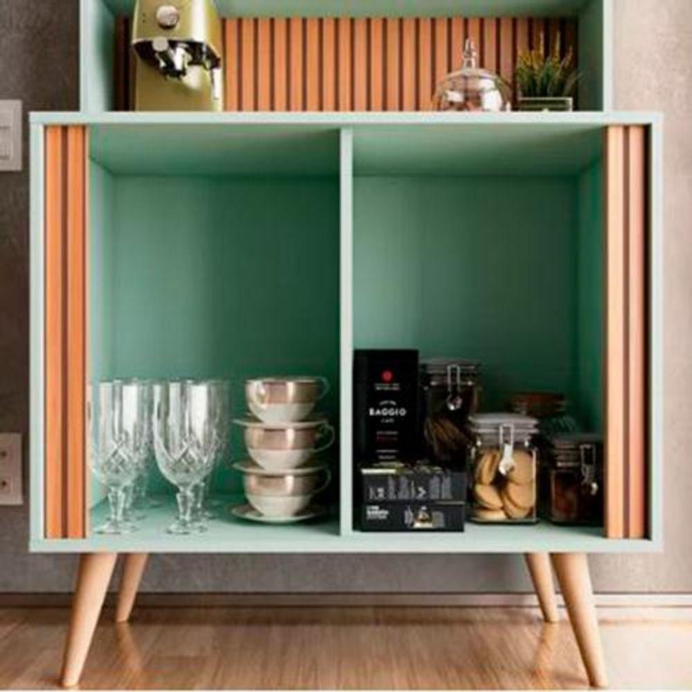 Aparador Buffet Cantinho Do Café Dolce Com Efeito Ripado Movelove - Menta-freijó Ripado - 2