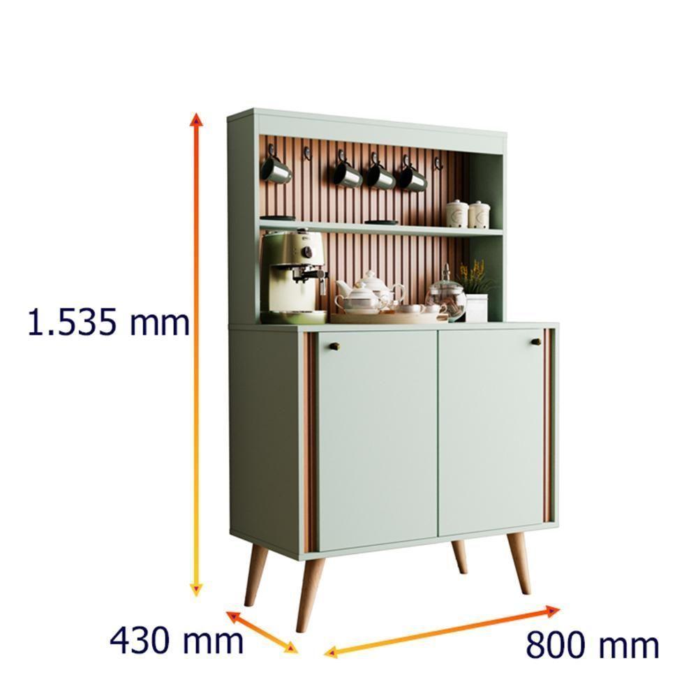 Aparador Buffet Cantinho Do Café Dolce Com Efeito Ripado Movelove - Menta-freijó Ripado - 3