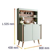 Aparador Buffet Cantinho Do Café Dolce Com Efeito Ripado Movelove - Menta-freijó Ripado - 3