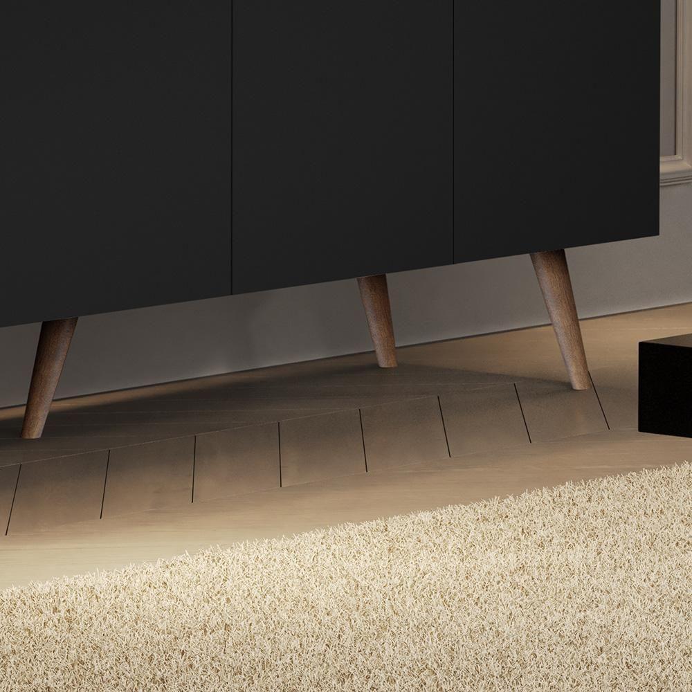 Aparador Buffet Encanto - 4 Portas Com Pés Retrô Em Mdp-mdf Preto - Maria Móveis - 4