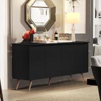 Aparador Buffet Encanto - 4 Portas Com Pés Retrô Em Mdp-mdf Preto - Maria Móveis - 1