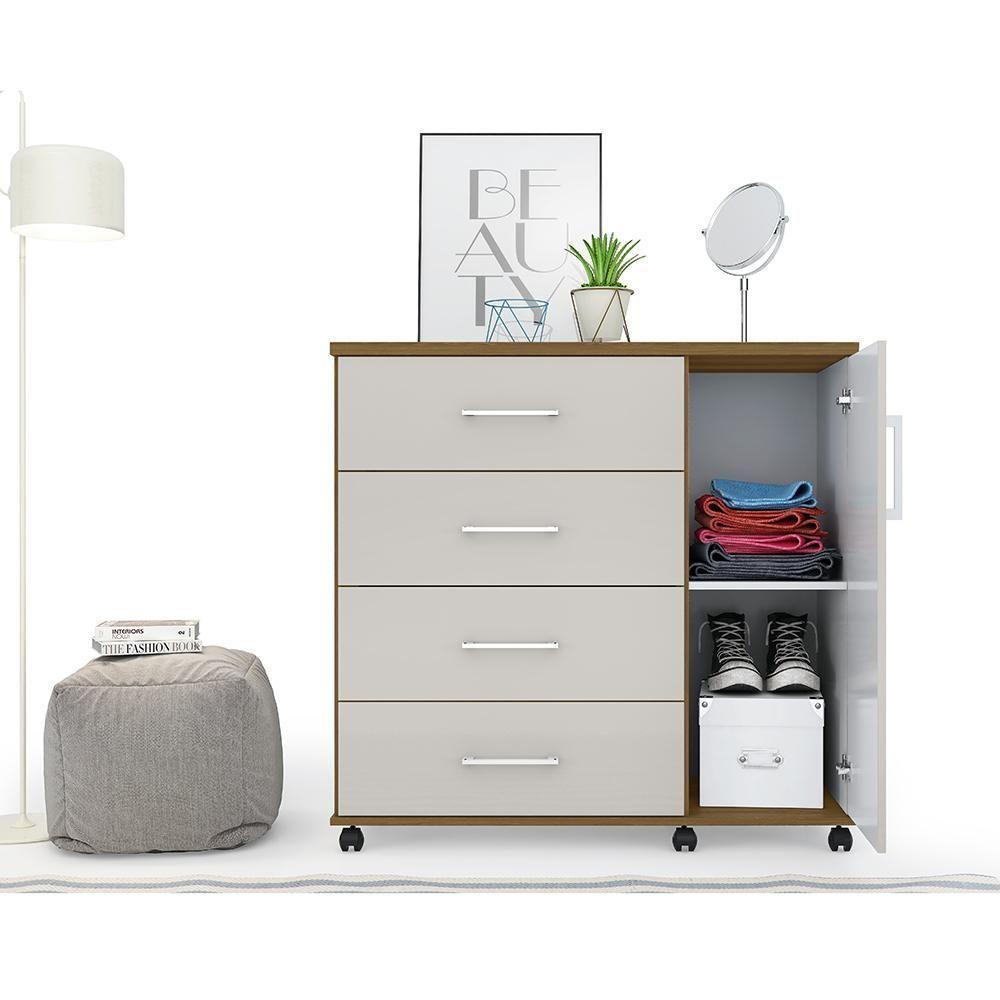 Cômoda Belle 4 Gavetas E 1 Porta Lukaliam Móveis Freijó - Off White Freijó - Off White - 2