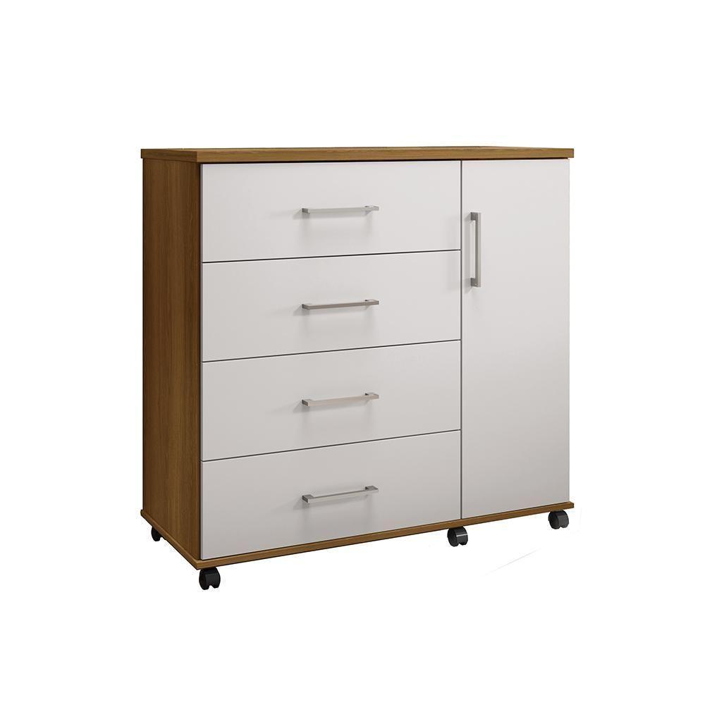 Cômoda Belle 4 Gavetas E 1 Porta Lukaliam Móveis Freijó - Off White Freijó - Off White - 3