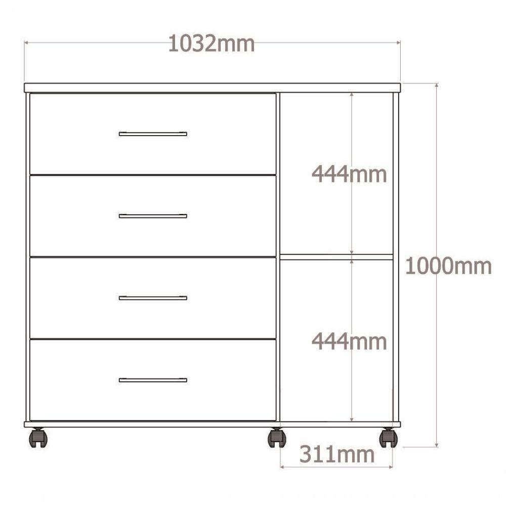 Cômoda Belle 4 Gavetas E 1 Porta Lukaliam Móveis Freijó - Off White Freijó - Off White - 4
