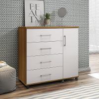 Cômoda Belle 4 Gavetas E 1 Porta Lukaliam Móveis Freijó - Off White Freijó - Off White - 1