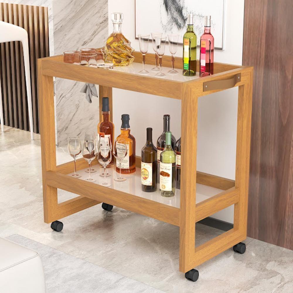 Carrinho Multiuso Aparador Barzinho Orfeu Com Rodizios Pérola - 2