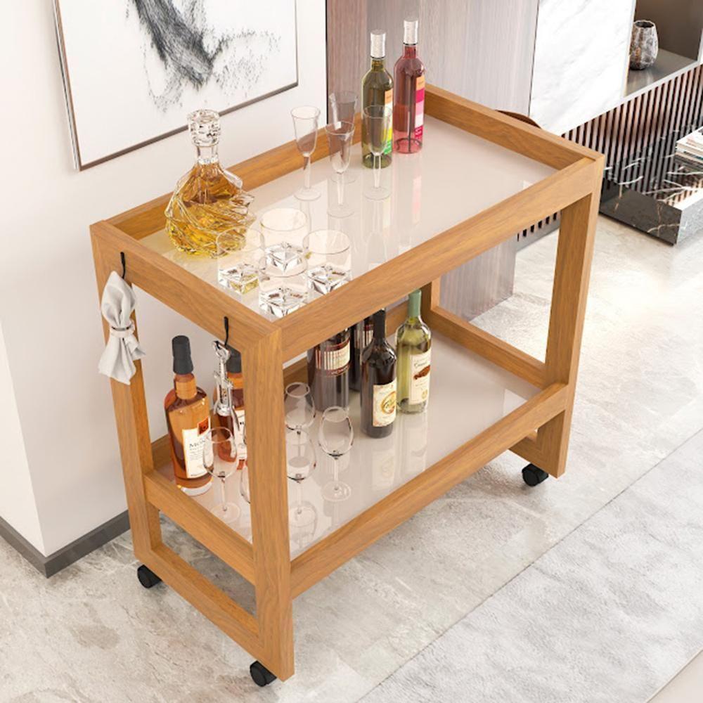 Carrinho Multiuso Aparador Barzinho Orfeu Com Rodizios Pérola - 3