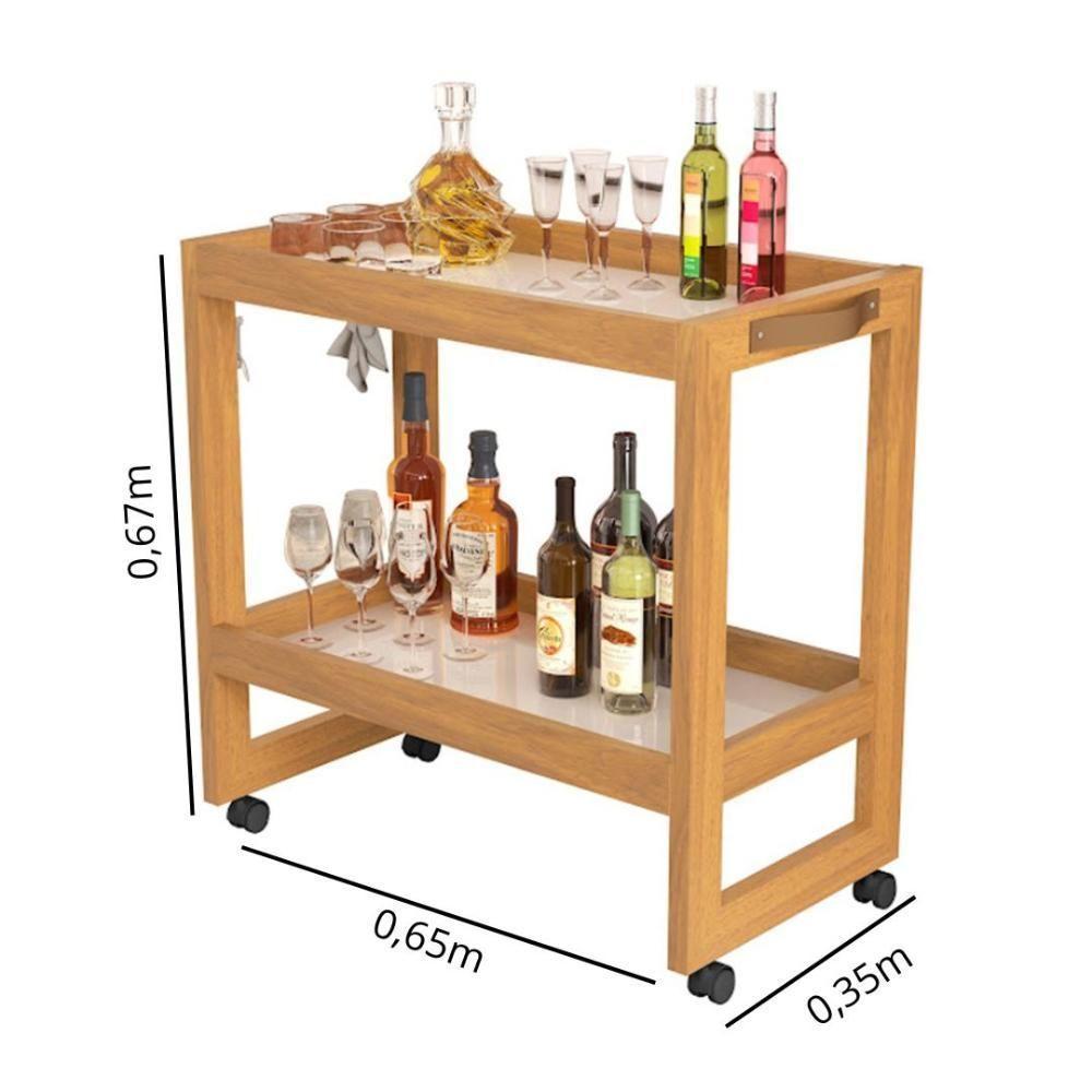 Carrinho Multiuso Aparador Barzinho Orfeu Com Rodizios Pérola - 6