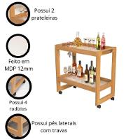 Carrinho Multiuso Aparador Barzinho Orfeu Com Rodizios Pérola - 5