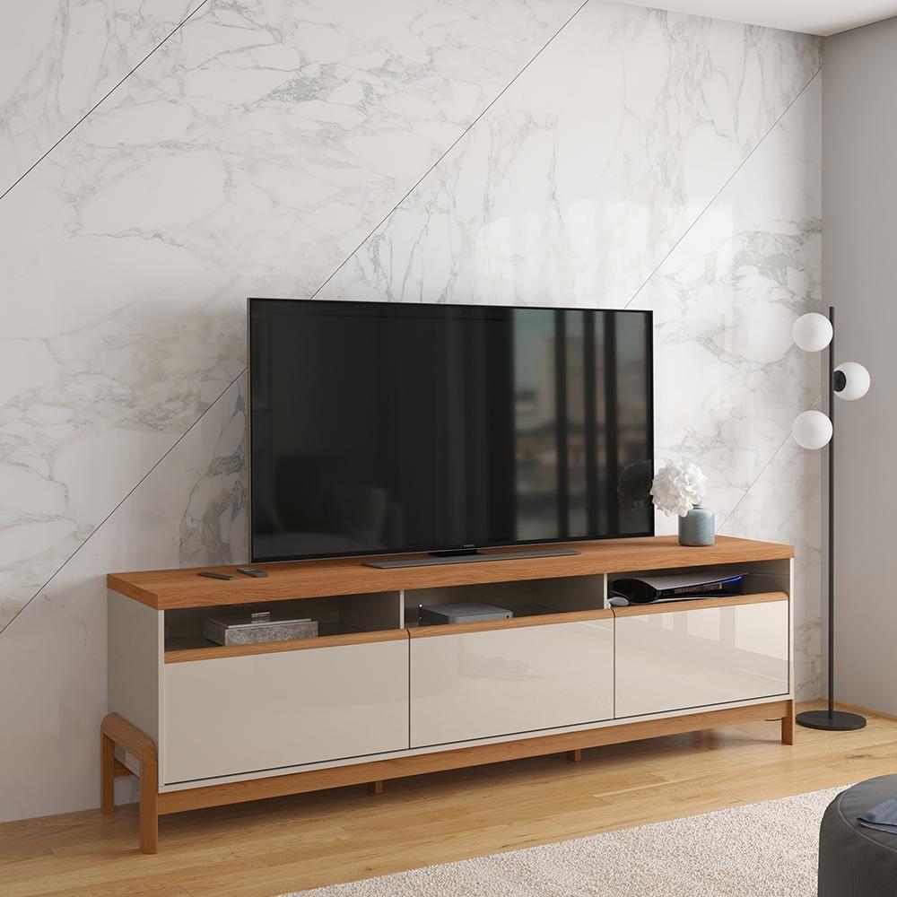 Rack Para Tv Até 70 Polegadas 1 Porta E 2 Gavetas Elegance 2,13m Lukaliam Móveis Off White-jequitiba Off White-jequitiba - 1