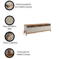 Rack Para Tv Até 70 Polegadas 1 Porta E 2 Gavetas Elegance 2,13m Lukaliam Móveis Off White-jequitiba Off White-jequitiba - 3