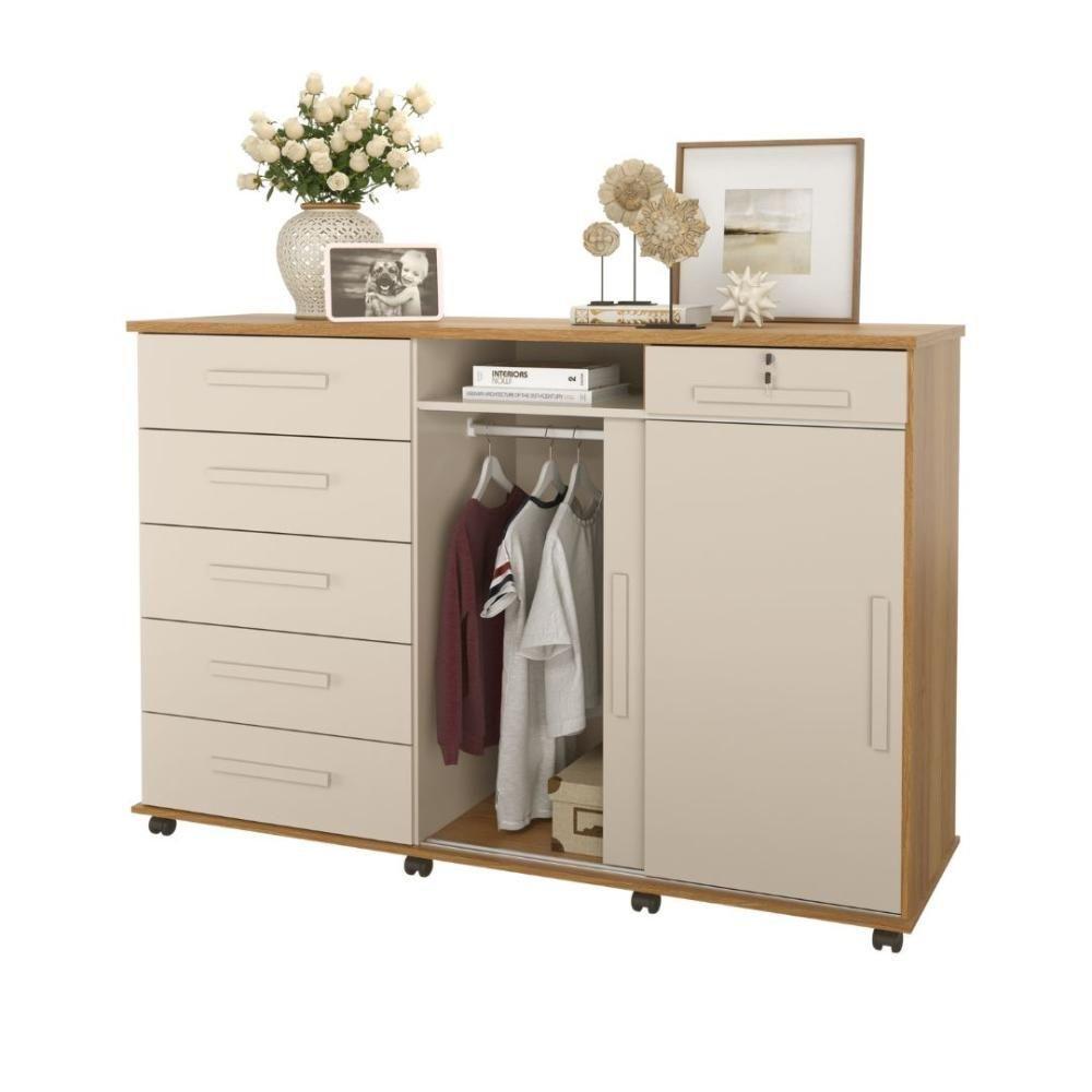 Cômoda Max 6 Gavetas E 2 Portas Lukaliam Móveis Freijó - Off White Freijó - Off White - 3