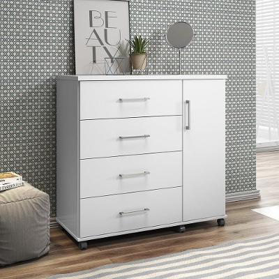 Cômoda Belle 4 Gavetas E 1 Porta Lukaliam Móveis Branco Branco