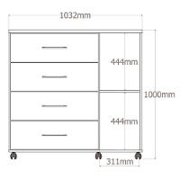 Cômoda Belle 4 Gavetas E 1 Porta Lukaliam Móveis Branco Branco