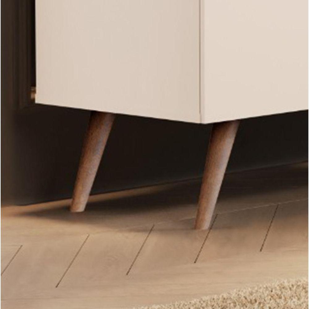 Aparador Buffet Encanto 4 Portas Retrô Com Pés De Madeira Off White - Nature Off White - Nature - 3