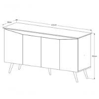 Aparador Buffet Encanto 4 Portas Retrô Com Pés De Madeira Off White - Nature Off White - Nature - 2