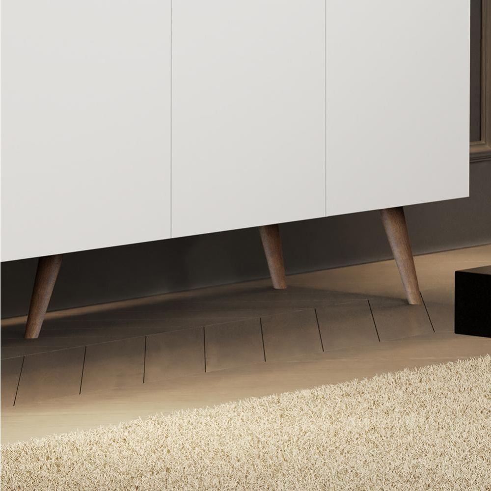 Aparador Buffet Encanto - 4 Portas Com Pés Retrô Em Mdp-mdf Branco - Lukaliam Móveis Branco - 3