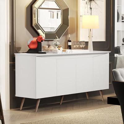 Aparador Buffet Encanto - 4 Portas Com Pés Retrô Em Mdp-mdf Branco - Lukaliam Móveis Branco