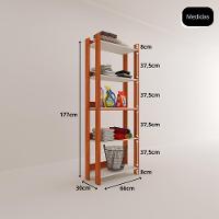 Armario Multiuso Com 5 Prateleiras Organizador Lavanderia Nature-branco Nature-branco - 2