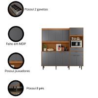 Armário De Cozinha Bahamas 2.0 Compacta - 11 Portas 2 Gavetas Jequitiba-grafite - Lukaliam Móveis Jequitiba-grafite - 5