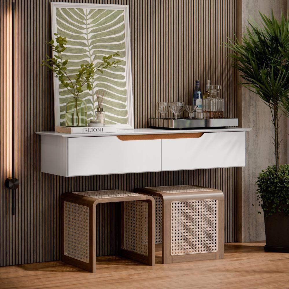 Aparador Rack Suspenso Eros Flow - 2 Portas Com Acabamento Chanfrado Em Mdp - Ej Móveis - 1