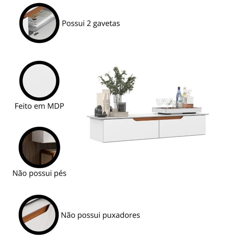 Aparador Rack Suspenso Eros Flow - 2 Portas Com Acabamento Chanfrado Em Mdp - Ej Móveis - 6