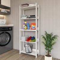 Armario Multiuso Com 5 Prateleiras Organizador Lavanderia Branco Branco - 2