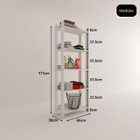 Armario Multiuso Com 5 Prateleiras Organizador Lavanderia Branco Branco - 3