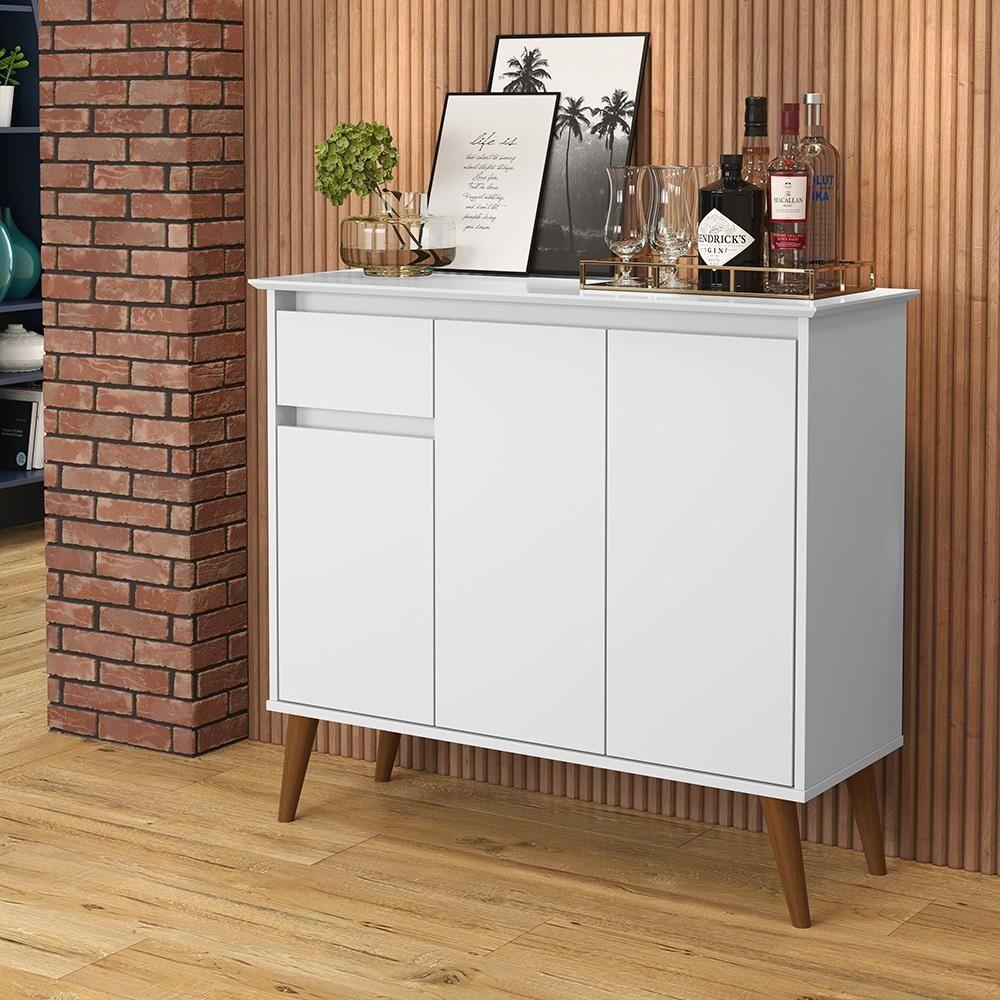 Aparador Buffet Veneza - 3 Portas E 1 Gaveta Em Mdf-mdp Branco - Ej Móveis - 1